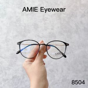 Gọng kính cận nữ AMIE Eyewear mắt tròn gọng nhựa kim loại chắc chắn thiết kế đơn giản thời trang 8504