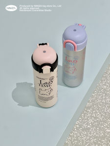 NANZA Minimalist Stainless Steel Insulated Water Bottle Large Capacity Portable Companion Cup Aesthetic Value Korean Style Straw Cup