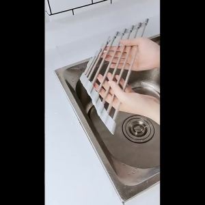 Roll Up Triangle Dish Drying Rack Kitchen Sink Organizer Kitchen Drainer Sink Corners Multi-Functional Organizer with Drainage