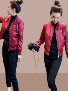 Stylish Short Baseball Jacket for Women Spring Autumn New Arrival Trendy Top Ladies Coat Compact Size Commute Style Zipper Closure