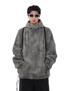 MRNEARLY สไตล์อเมริกัน Street หลวม Fit เสื้อกันหนาวมีฮู้ดพร้อมซิปสําหรับวัยรุ่นเสื้อกั๊กสปอร์ตกลางแจ้งผ้าฝ้ายโพลีเอสเตอร์