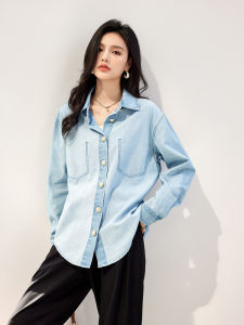 Etam Casual Loose Long Sleeve Polo Collar Shirt Womens Fashion Autumn Outerwear Versatile Comfortable Ladies Premium Shirt