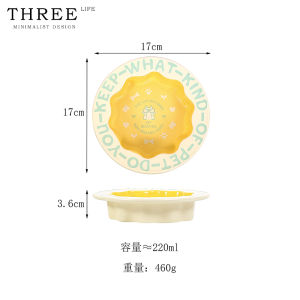 Tlife Ceramic Cat Food Bowl with Lace Design Water Feeder Prevent Black Chin Dog Food Bowl Universal Pet Diningware