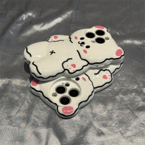 ZhiGe Apple iPhone 15 pro Max Cartoon Bear 3D Protective Case Fun Cute Girl Heart Drop Proof Full Cover Silicone Shell for Apple 13 12