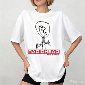 Sanrio | Summer Radiohead The Bends Tshirt Loose Casual Hip-hop Men Woman T-shirt Top Street Clothing Harajuku Cartoon Letter Couple Top