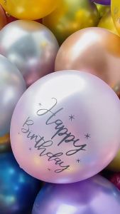 [10pcs] 12 Inch Happy Birthday Latex Balloon Chrome Orangetex 12" Belon Metallic Confetti Balloons Helium Polkadot Set