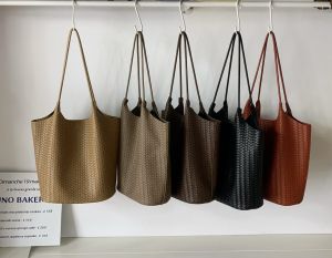 Large Capacity Woven Tote Bag Bamboo Shoot Design Unique Sensation Shoulder Bag Casual Pure Color Soft Surface for All