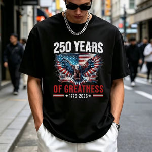 Vintage American Flag 250th Anniversary T-Shirt Men We The People Print Casual Short Sleeve Patriotic Tee for 4th of July