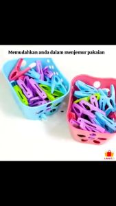 Penjepit Jemuran Warna Warni Set Wadah Keranjang Laundry Jepit Cucian isi 30