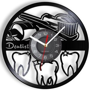12 Dentist Equipment LED Vinyl Record Wall Clock with 7 Colors Changing Silent for Dental Office Teeth Wall Sign Decorative Hanging Night Light Wall Clock Watch Orthodontist Nurse Gift