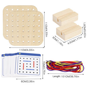 Wooden Montessori Teaching Aid Geometry Rope Threading Games Childrens Early Education Thinking Training Board Educational Toys