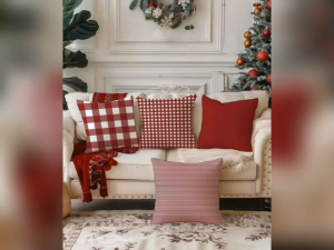 TY RED Christmas Throw Pillow Case - 18x18 inches 18x18 iches made of fabric - not felt paper - for home office partyevents - decorative - chair cover - excllent quality - fabric from abroad - classy and elegant - for christmas - santa hat chair Pri