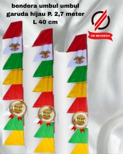 bendera umbul umbul garuda hijau panjang 27 meter lebar 40 cm foto real pic
