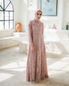 Couple Gamis Brukat Mewah Dress Kekinian Modern Baju Pasangan Tunangan Lamaran Wisuda Seragam Bridesmaid Gamis Muslim Wanita Muda Namira