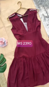 MyDu Shop | MS 2390 Đầm Xòe – Cổ Tim Vải Lụa Dự Tiệc Sang Trọng