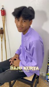 ☆ Brand Sempurna ☆ New Design Baju Kurta Regular Slim Fit Cotton Warna Lilac Purple Sedondon Baju Raya - D014K