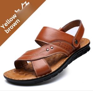 Mens Sandals Summer 2024 New Arrival K-style Plus Size Dual Purpose Sandals Thickened Real Leather Easiest for Match Beach Slippers Men Tide