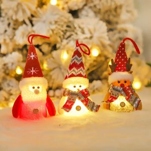 Christmas Glowing Doll Santa Claus Elf Gnome Doll Pendant Xmas Home Ornament New Year Childrens Gift