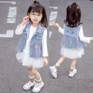 Girl Denim Vest Spring & Fall Child Baby Childrens Vest K-style Western Style Children Baby Coat Thin Vest