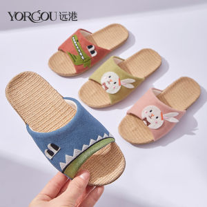 Xianggang Linen Slippers Sweat Absorbent Anti Slip Odor Control Kids Home Indoor Summer Four Seasons Medium And Large Children