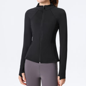 เสื้อวิ่งออกกำลังกายแบบสวมหัวสำหรับผู้หญิง แขนยาว แห้งเร็ว ระบายอากาศได้ดี ยืดหยุ่นสูง ผ้าไนลอน ฤดูใบไม้ร่วง/ฤดูหนาว