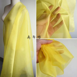 Bright Yellow Crystal Yarn Encryption Transparent Hard Flash Bright Thick Yarn Polyester Organza Designer Cloth