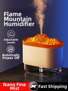 Flame Atmosphere Lamp Humidifier Large Fog Output Small Size for Home Bedroom Office Car Dormitory Desktop Special Use