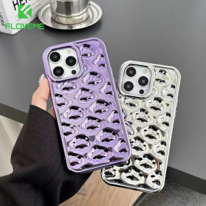 FLOVEME Luxury Plating 3D Cloud Pattern Phone Case For iphone 15 14 13 12 11 Pro Max 15 14 Plus INS Style All-inclusive Soft TPU Anti-fall Shockproof Back Cover For iphone X XR XS Max