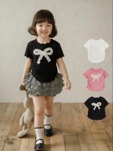 YOEHYAUL | Bộ Đồ Cho Bé Gái Áo Thun Không Tay Có Nơ Chân Váy Xòe