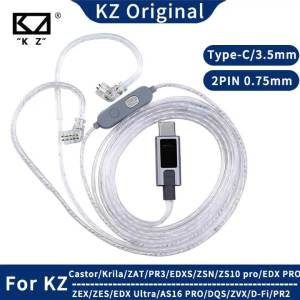 Dây Tai Nghe KZ M2 Có Hai Mic Mạ Bạc Loại C/3.5mm Nâng Cấp Cho Tai Nghe Castor EDX ZS10 PRO - Kèm Ốp Bảo Vệ Silicon