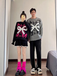 Couples Knitted Sweater Set Winter Loose Fit Long Sleeve Turtleneck Soft Comfortable Thickened Body Full Coverage Ensemble