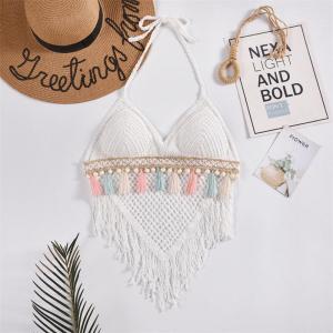 Áo Vest Nữ Mùa Hè Áo Ba Lỗ Thêu Dệt Kim Áo Ba Lỗ Hở Lưng Áo Ba Lỗ Khoét Rỗng Áo Ba Lỗ Đệm Ngực Áo Ba Lỗ Không Dây