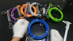 6m 10m Heavy Duty Dog Cable Large Dog Tie Out Cables 20ft Wire Dog Cable Rope Tie Out Cable with Swivel for Large Dog