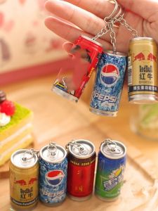 Mini Creative Cola Brand Retractable Ballpoint Pen Keychain Pen Beverage Bottle Cap Pen Stationery Prize Business Supplies