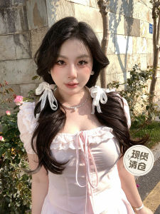 Sweet Pink Lace Trimmed Half Skirt Set plus Size "Cloud Puff" Top And Bottoms Two Piece Ensemble for Young Women