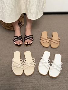 TOONICE New Korean Style Fashionable Cross Strap Elegant Women's Sandals Non-Slip Comfortable Flat Slippers Suitable for All Occasions High Quality