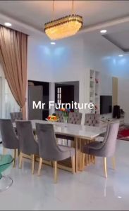Set Meja Makan Top Marmer Putih Carrara