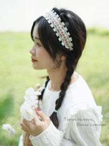 ที่คาดผมลายดอกไม้ปักหรูหราสําหรับผู้หญิง เครื่องประดับผมสไตล์ญี่ปุ่นและเกาหลีใต้อเนกประสงค์เหมาะสําหรับชุด