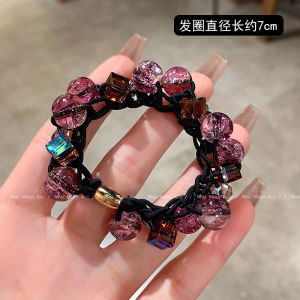Luxurious Crystal Purple Hair Ties Womens High Elasticity Durable Hair Bands Korean Style Fashionable Hair Accessories