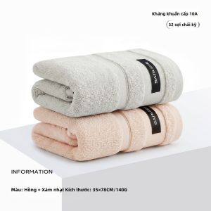 Sanli | Khăn Tắm Thấm Hút Mạnh 100% Bông Tân Cương 2 Cái