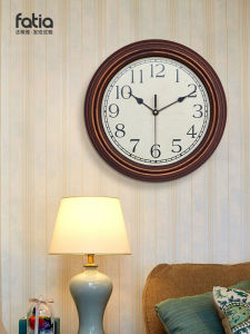 Retro American Silent Wall Clock Living Room Decorative Wooden Color European Style Creative Clock Nordic Art Decorative Clock