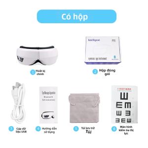 Máy Mát Xa Mắt Điện Tử Điều Khiển Bằng Nhạc Bluetooth Với Kính Rung Áp Suất Không Khí Để Thư Giãn Chăm Sóc Mắt Giảm Mệt Mỏi Thiết Kế Có Thể Gập Lại