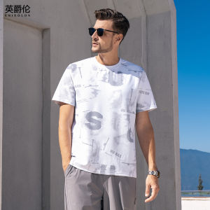 Enjeolon | Trendy Dye Print Cool Lightweight Quick Dry Ice Silk Short Sleeve T-Shirt