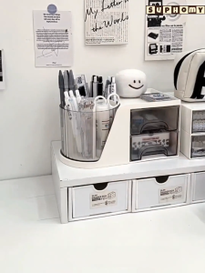 💖SG local stock💖Stationary Desk Organiser Pen Holder Desktop Shelf Large Capacity Cosmetic Brush Holder Organiser