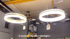 AceDeal [Support Lalamove Bulk Orders] Diameter 50cm High Bright Pendant Light Crystal TriColor Remote Control Chandelier Simple Design Restaurant Droplight Northern Europe Modern Ceiling Light Living Room Bedroom Home Decoration