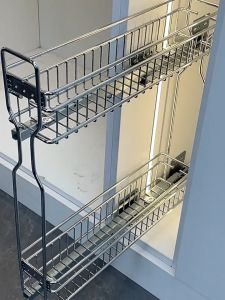 KEVE 304 Stainless Condiments Pull Out Basket for Cabinet Pullout Kitchen Racks Organizer Spice Rack