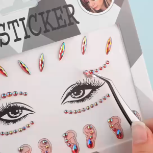 Stiker wajah berlian akrilik baru stiker perhiasan festival musik / riasan diy / stiker telinga