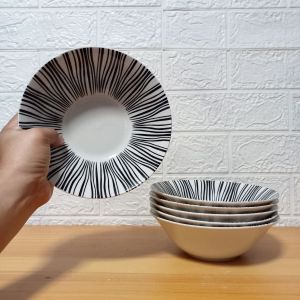 SET FOR 6 PIECES CERAMIC ZEBRA SOUP  RAMEN BOWL SIZE 7 INCHES / 17CM X 6CM / 1PAX