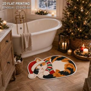 VIKAMA Cute Whimsical Christmas Doormats Non-Slip Absorbent Bathroom Doormats Soft Plush Entryway Rugs Home Decor