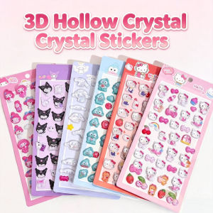 Sanrio | Cute Sanrio 3D Hollowed-out Crystal Stickers: Hello Kitty Kuromi My Melody Embossed Bubble Stickers DIY Phone Cases